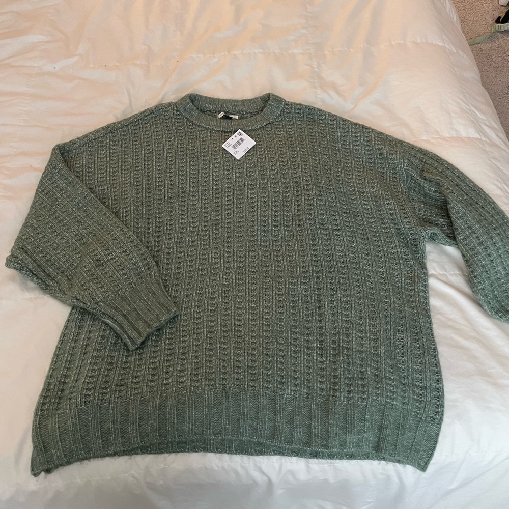 American Eagle Green Oversized Knit Sweater